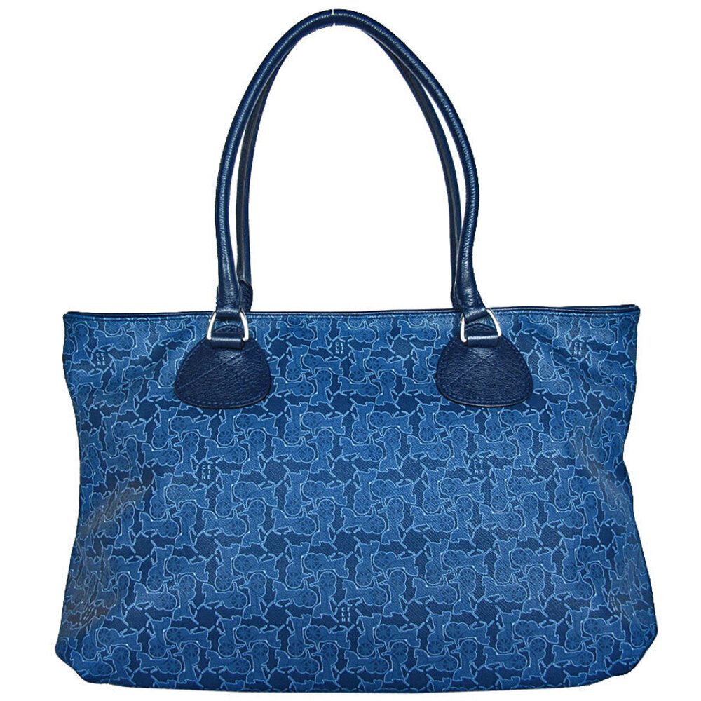 Celine silver tote Navy leather Blue bag Silver Blue